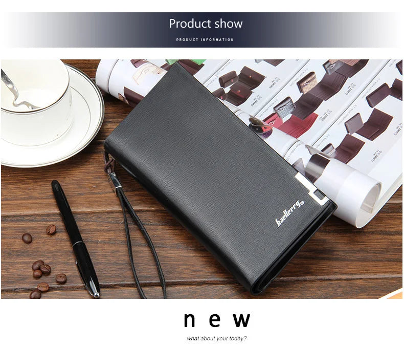 Baellerry Men Long Wallets Large Capacity Zipper Handbag Card Holder Male Purse Coin Pocket Luxury Brand Clutch Wallet For Men