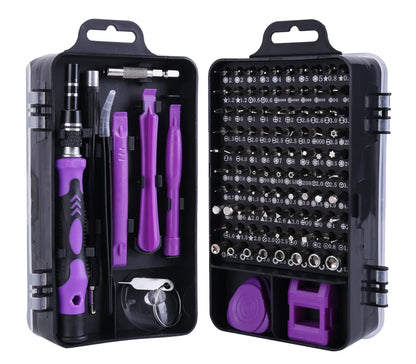 Precision Screwdriver Set 115 in 1 Purple Multi-Function Professional Repair Tool Phillips Magnetic Screw Driver Bits Hand Tool