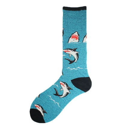 Cotton Happy Funny Socks Men Alien Planet Shark Crazy Design Sokken Unisex Novelty Dinosaur Crew Skateboard Calcetines Hombre