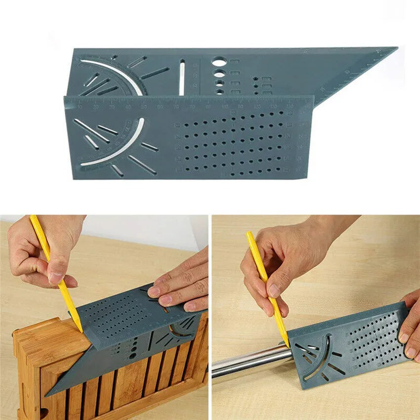 JUSTINLAU Woodworking 3D Mitre Angle Measuring Square Size Measure Tool With Gauge & Ruler Tools