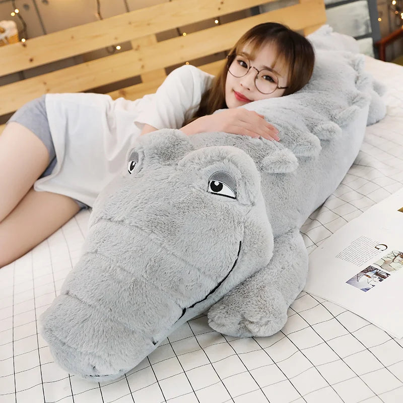 Big Size Crocodile Lying Section Plush Pillow Mat Plush Crocodile Soft Stuffed Animal Toy Cartoon Plush Dolls Kids Girl Gift