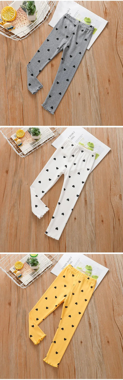 V-TREE Girls Leggings Skinny Print Dot Trousers Kids Slim Stretch Pants Cotton Pattern Spring And Autumn Children's Clothing