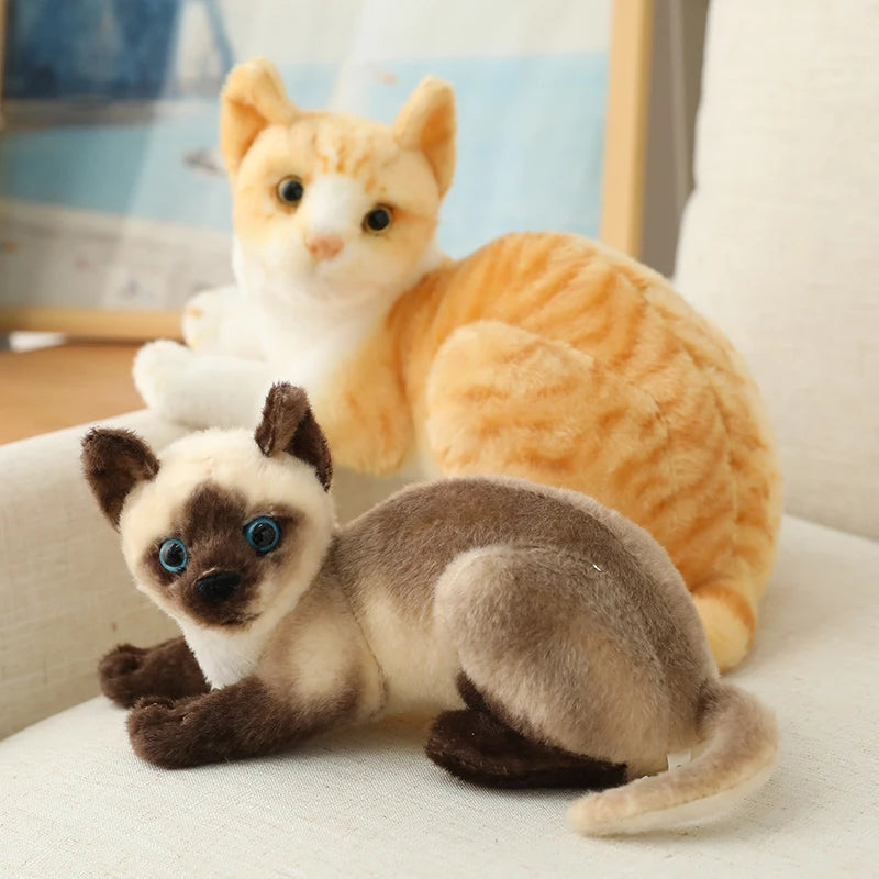 Stuffed Lifelike Siamese Cats Plush Toy simulation American Shorthair Cute Cat Doll Pet Toys Home Decor Gift For Girls birthday