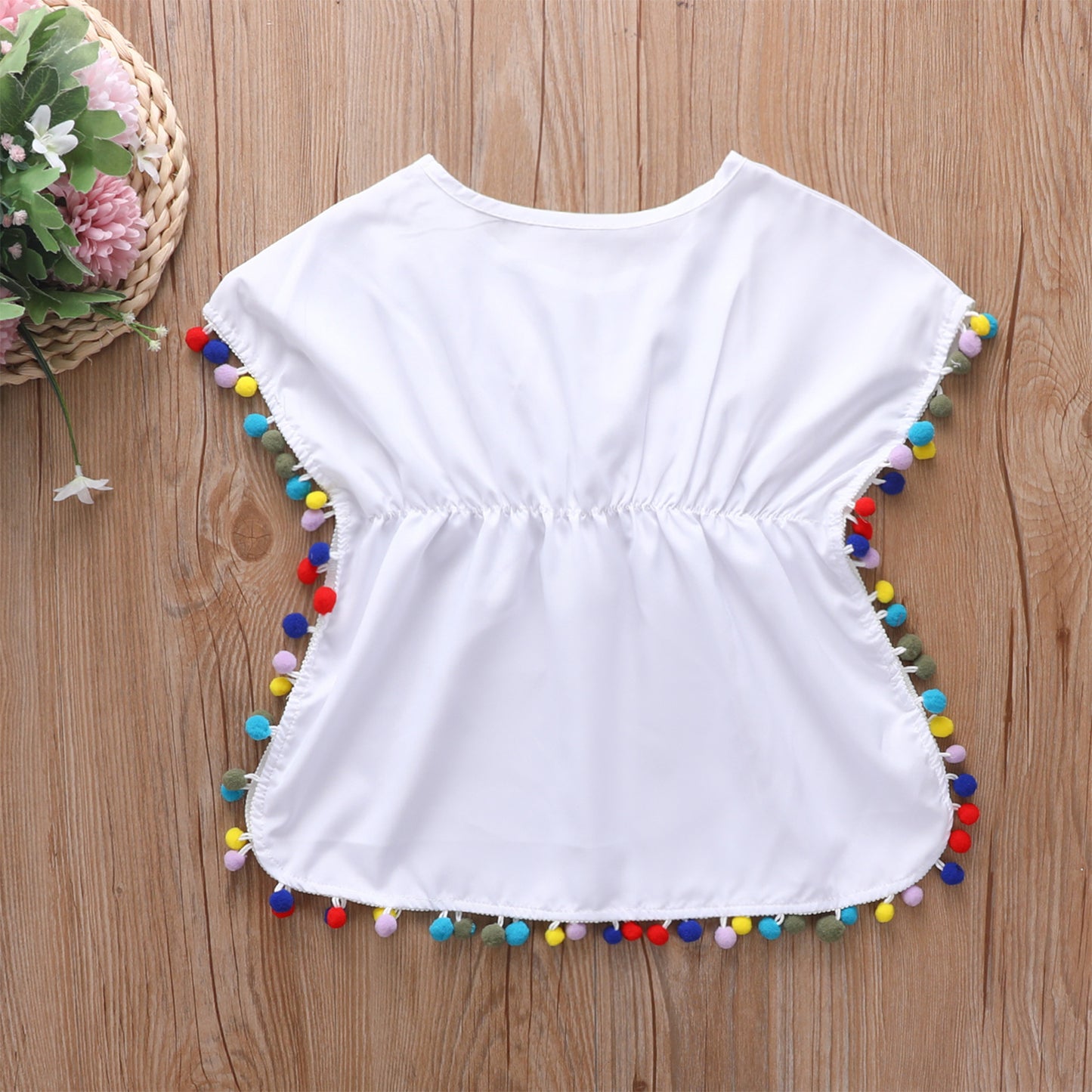 Infant Kids Baby Girls Casual Loose Style Dress, Round Collar Short Batwing Sleeves Beach Blouses Shirts 0-5T