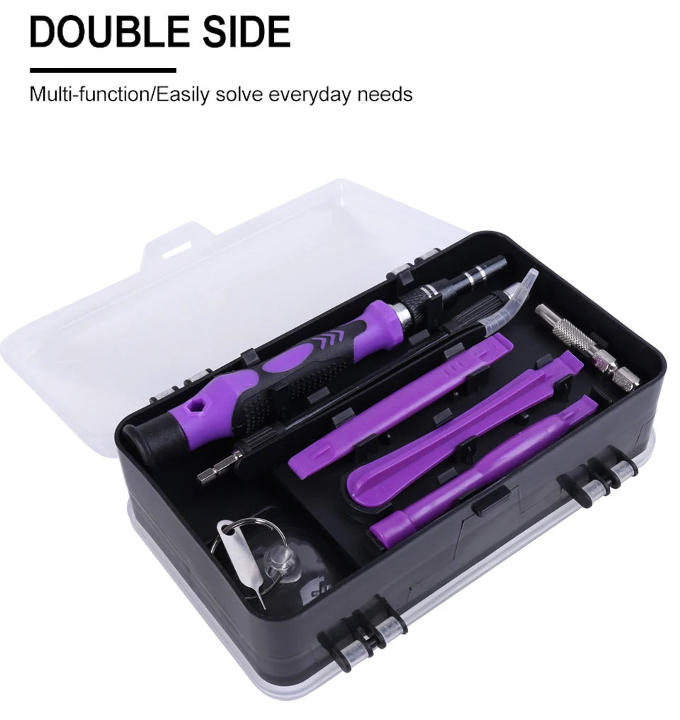 Precision Screwdriver Set 115 in 1 Purple Multi-Function Professional Repair Tool Phillips Magnetic Screw Driver Bits Hand Tool