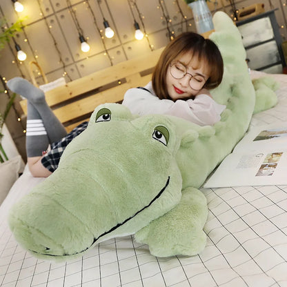 Big Size Crocodile Lying Section Plush Pillow Mat Plush Crocodile Soft Stuffed Animal Toy Cartoon Plush Dolls Kids Girl Gift