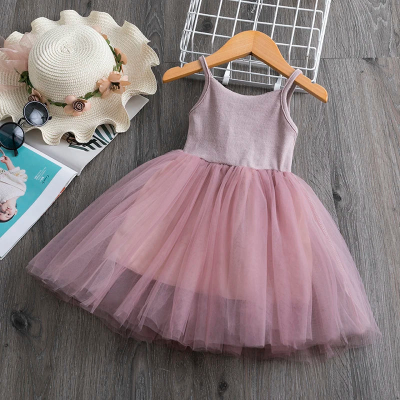 Little Girls Summer Dress for Kids Polka Dot Sling Tutu Princess Party Gown Birthday Wedding Children Clothing Girl Casual Dress