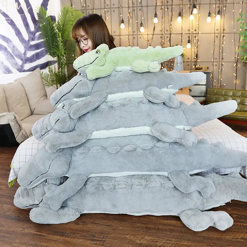 Big Size Crocodile Lying Section Plush Pillow Mat Plush Crocodile Soft Stuffed Animal Toy Cartoon Plush Dolls Kids Girl Gift