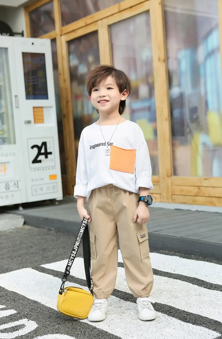 Kids Cargo Pants 2021 Summer Boys Clothes Trousers Casual Girls Pants Thin Style Toddler Pants 1 3 5 6 Years Old