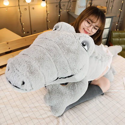 Big Size Crocodile Lying Section Plush Pillow Mat Plush Crocodile Soft Stuffed Animal Toy Cartoon Plush Dolls Kids Girl Gift