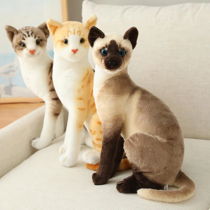 Stuffed Lifelike Siamese Cats Plush Toy simulation American Shorthair Cute Cat Doll Pet Toys Home Decor Gift For Girls birthday