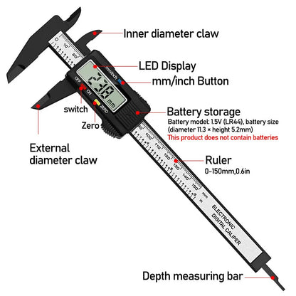 Digital Caliper 6 Inch Electronic Vernier Caliper 100mm Calliper Micrometer Digital Ruler Measuring Tool 150mm 0.1mm