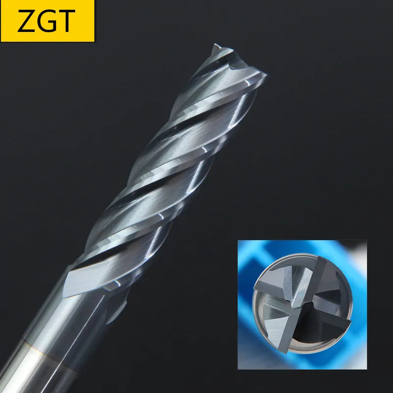 ZGT Endmills Alloy Carbide Tungsten Steel Milling Cutter End Mill HRC50 4 Flute 4mm 6mm 8mm 10mm 12mm Metal Cutter Milling Tools