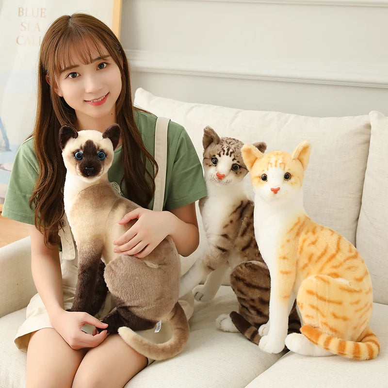 Stuffed Lifelike Siamese Cats Plush Toy simulation American Shorthair Cute Cat Doll Pet Toys Home Decor Gift For Girls birthday