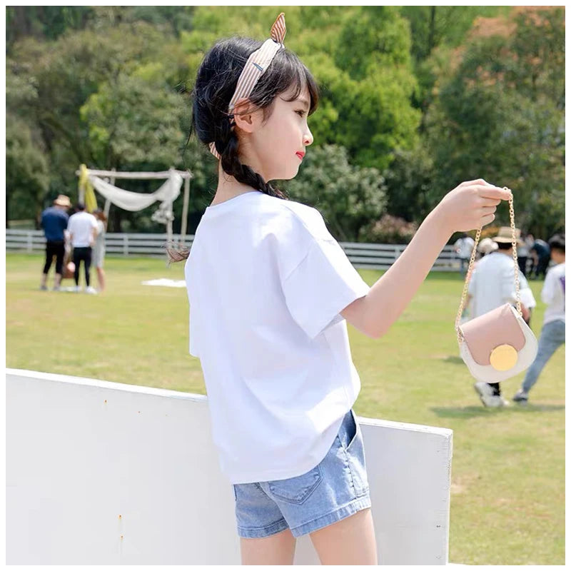 IENENS Fashion Girls Denim Pants Shorts Girl Thin Soft Trousers Jeans Kids Children Casual Clothes Clothing 4-13 Years