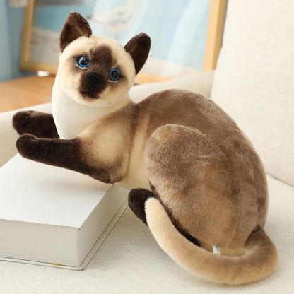 Stuffed Lifelike Siamese Cats Plush Toy simulation American Shorthair Cute Cat Doll Pet Toys Home Decor Gift For Girls birthday