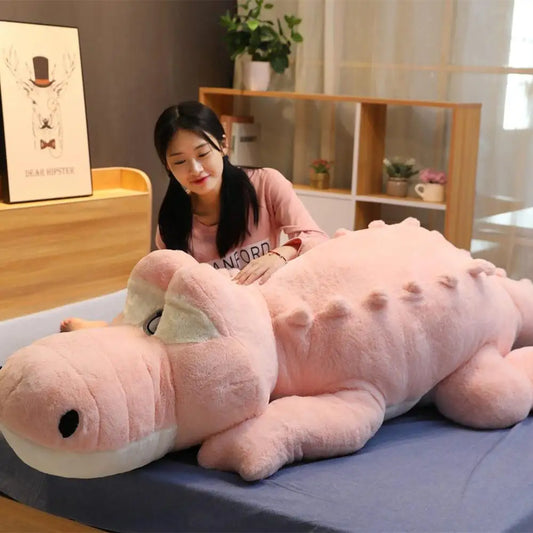 Big Size Crocodile Lying Section Plush Pillow Mat Plush Crocodile Soft Stuffed Animal Toy Cartoon Plush Dolls Kids Girl Gift