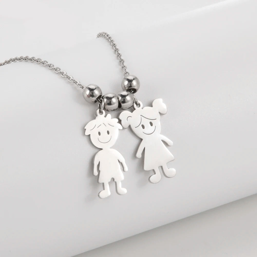 Personalized Boy Girl Necklace Custom Chain Name Mother Kid Family Valentines Gift For Women Men Stainless Steel Pendant Jewelry