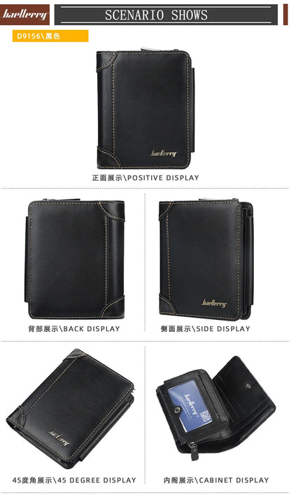 New Leather Men Wallets High Quality Zipper Short Desigh Card Holder Male Purse Vintage Coin Holder Men Wallets