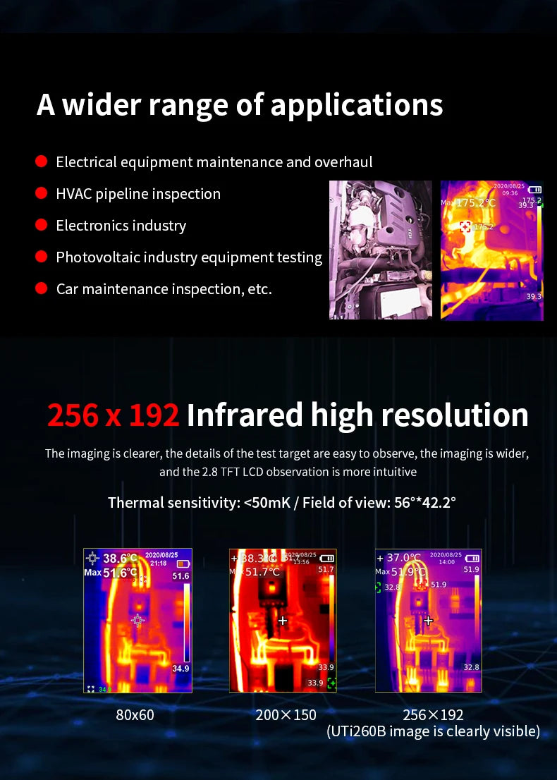 UNI-T UTI260B HD 256X192 Pixels Industrial Thermal Imager Camera Temperature Imaging Circuit Electrical Maintenance