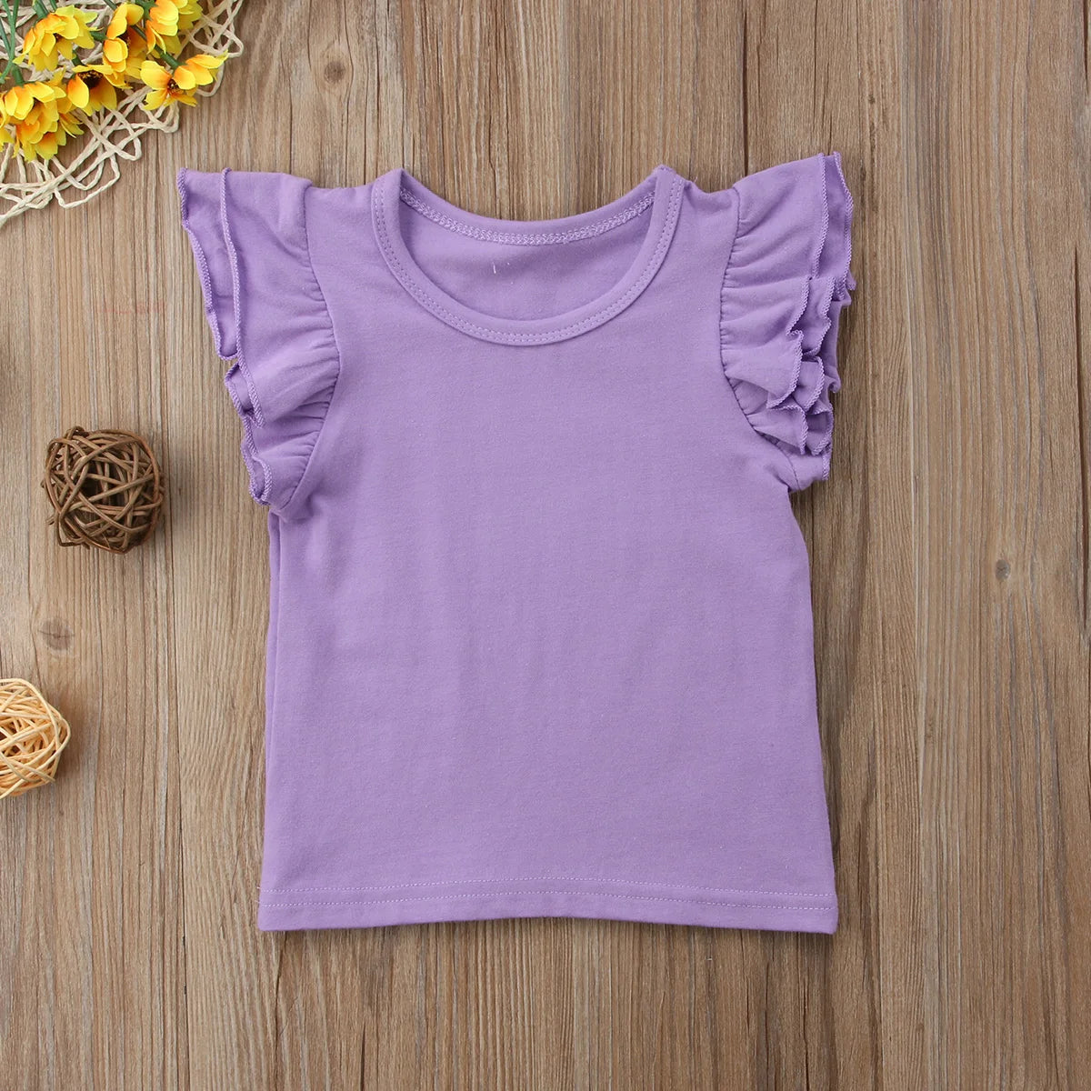 2019 Baby Summer Clothing Toddler Baby Girls Boy Flying Sleeves Tops Shirts Outfits Kid Solid Clothes Tee 0-4T