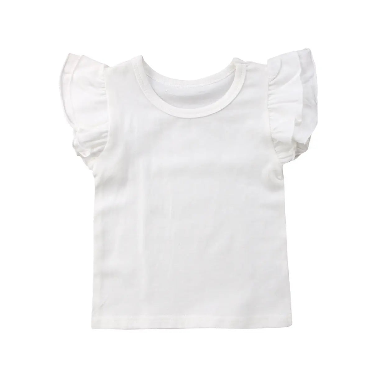 2019 Baby Summer Clothing Toddler Baby Girls Boy Flying Sleeves Tops Shirts Outfits Kid Solid Clothes Tee 0-4T