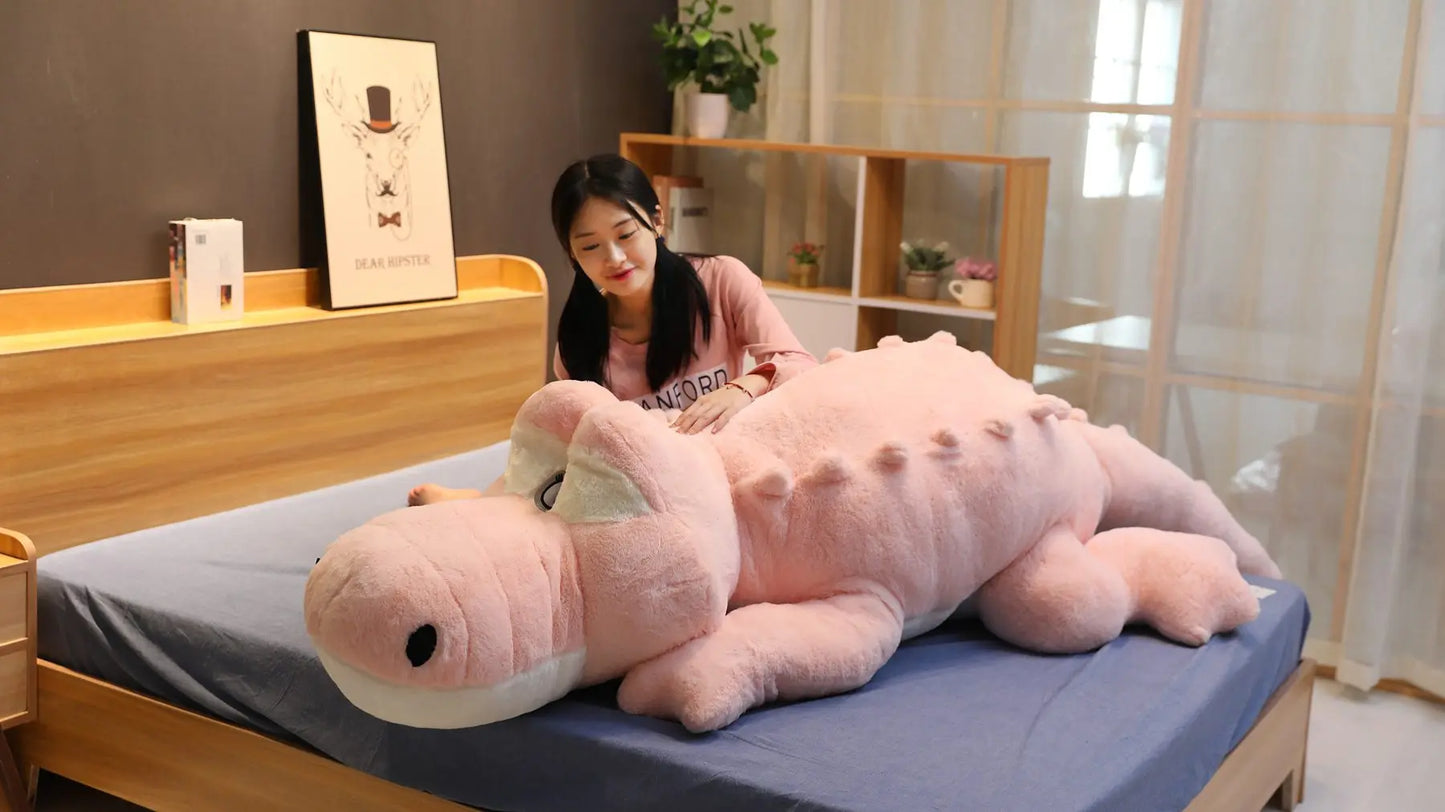 Big Size Crocodile Lying Section Plush Pillow Mat Plush Crocodile Soft Stuffed Animal Toy Cartoon Plush Dolls Kids Girl Gift