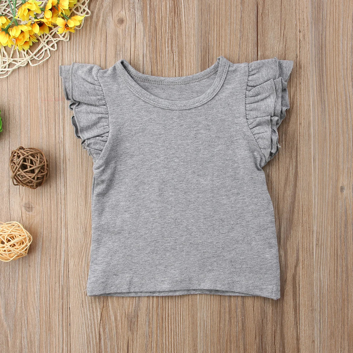 2019 Baby Summer Clothing Toddler Baby Girls Boy Flying Sleeves Tops Shirts Outfits Kid Solid Clothes Tee 0-4T