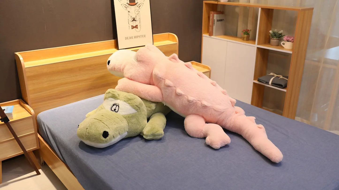 Big Size Crocodile Lying Section Plush Pillow Mat Plush Crocodile Soft Stuffed Animal Toy Cartoon Plush Dolls Kids Girl Gift