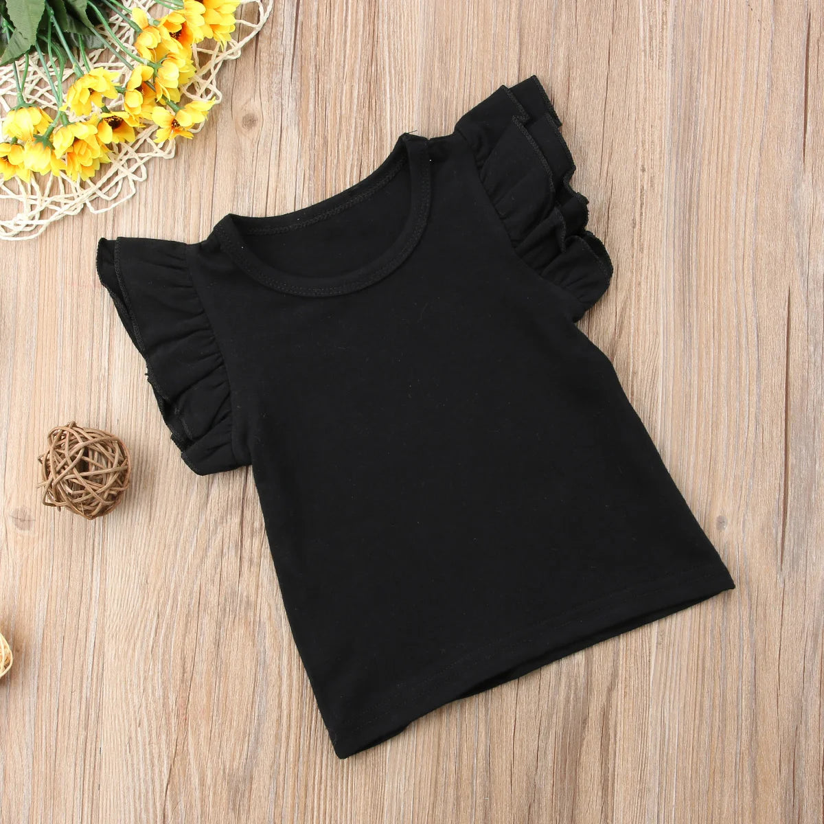 2019 Baby Summer Clothing Toddler Baby Girls Boy Flying Sleeves Tops Shirts Outfits Kid Solid Clothes Tee 0-4T