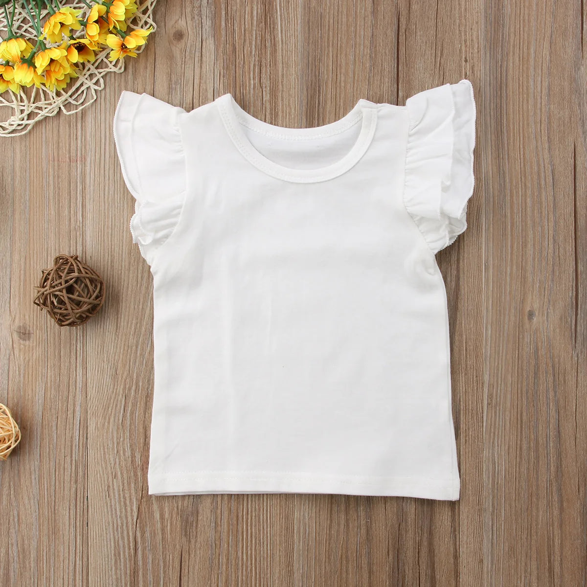 2019 Baby Summer Clothing Toddler Baby Girls Boy Flying Sleeves Tops Shirts Outfits Kid Solid Clothes Tee 0-4T