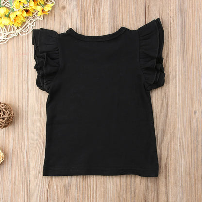 2019 Baby Summer Clothing Toddler Baby Girls Boy Flying Sleeves Tops Shirts Outfits Kid Solid Clothes Tee 0-4T