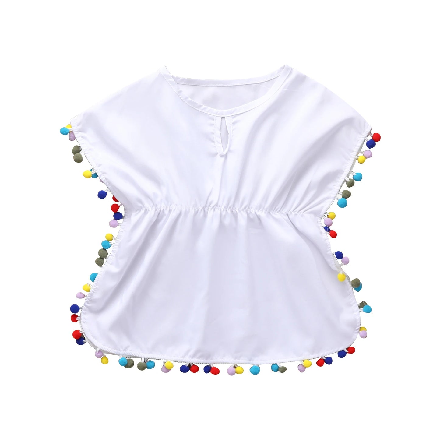 Infant Kids Baby Girls Casual Loose Style Dress, Round Collar Short Batwing Sleeves Beach Blouses Shirts 0-5T