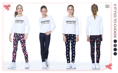 LPATTERN Children's Bottoms Leopard Girls Leggings Sweet Elastic Plush Flower Printing Casual Skinny Pants Thicken Velvet Pants