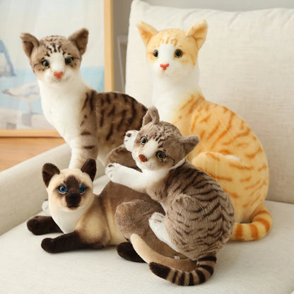 Stuffed Lifelike Siamese Cats Plush Toy simulation American Shorthair Cute Cat Doll Pet Toys Home Decor Gift For Girls birthday