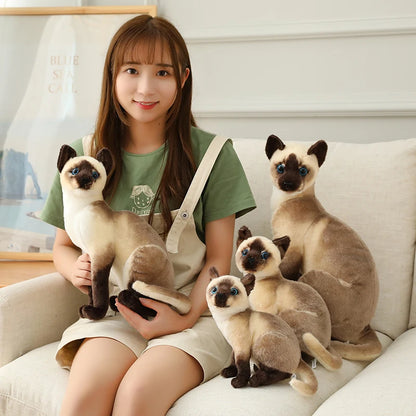 Stuffed Lifelike Siamese Cats Plush Toy simulation American Shorthair Cute Cat Doll Pet Toys Home Decor Gift For Girls birthday