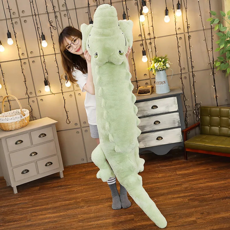 Big Size Crocodile Lying Section Plush Pillow Mat Plush Crocodile Soft Stuffed Animal Toy Cartoon Plush Dolls Kids Girl Gift