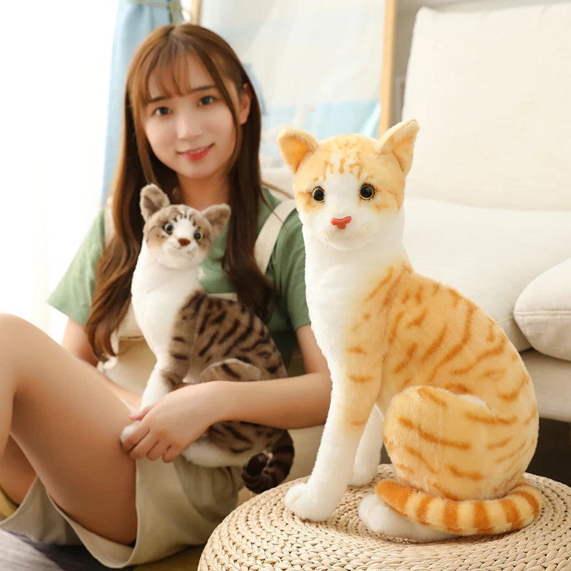 Stuffed Lifelike Siamese Cats Plush Toy simulation American Shorthair Cute Cat Doll Pet Toys Home Decor Gift For Girls birthday