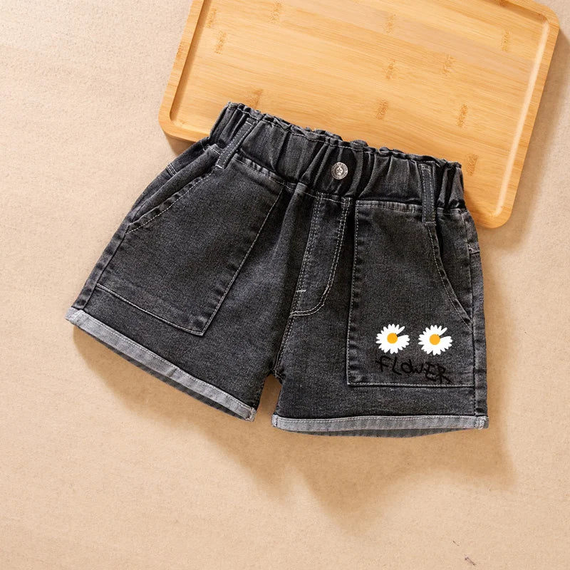 IENENS Fashion Girls Denim Pants Shorts Girl Thin Soft Trousers Jeans Kids Children Casual Clothes Clothing 4-13 Years