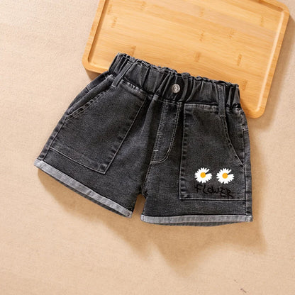 IENENS Fashion Girls Denim Pants Shorts Girl Thin Soft Trousers Jeans Kids Children Casual Clothes Clothing 4-13 Years