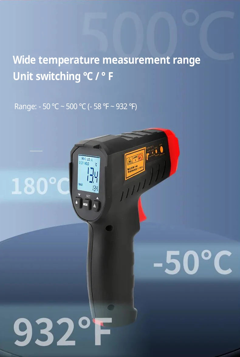 UNI-T Digital Thermometer UT306S UT306C Non-contact industrial Infrared Laser Temperature Meter Temperature Gun Tester-50-500