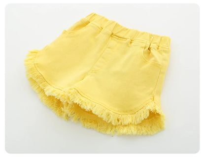 IENENS Fashion Girls Denim Pants Shorts Girl Thin Soft Trousers Jeans Kids Children Casual Clothes Clothing 4-13 Years