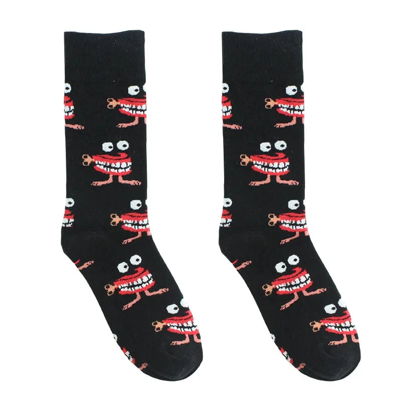 Cotton Happy Funny Socks Men Alien Planet Shark Crazy Design Sokken Unisex Novelty Dinosaur Crew Skateboard Calcetines Hombre