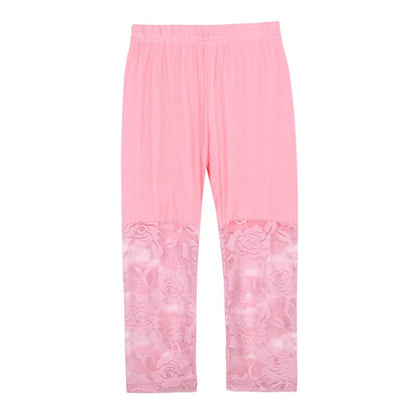 Children Girl Lace Tight Pants 3-10years Girls Knee Length Kid Fifth Pants Candy Color Summer Kid Cropped Clothing Bottoms Legg