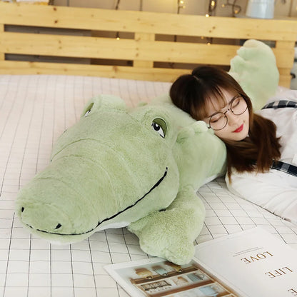 Big Size Crocodile Lying Section Plush Pillow Mat Plush Crocodile Soft Stuffed Animal Toy Cartoon Plush Dolls Kids Girl Gift