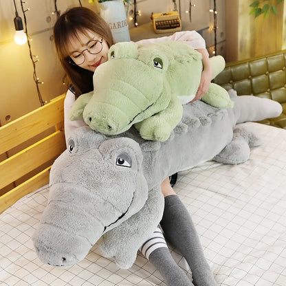 Big Size Crocodile Lying Section Plush Pillow Mat Plush Crocodile Soft Stuffed Animal Toy Cartoon Plush Dolls Kids Girl Gift