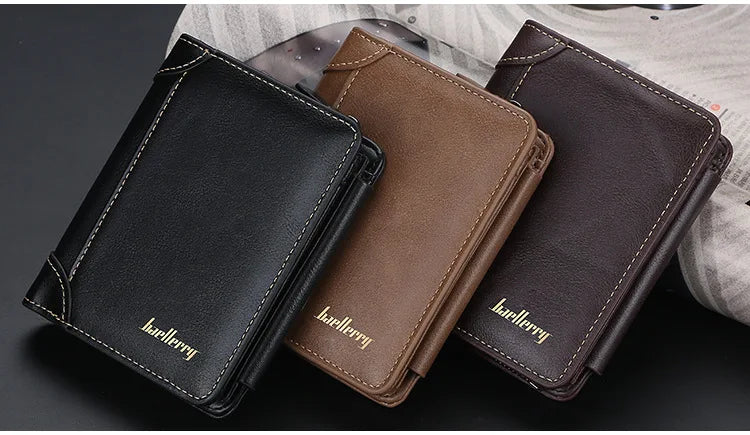 New Leather Men Wallets High Quality Zipper Short Desigh Card Holder Male Purse Vintage Coin Holder Men Wallets