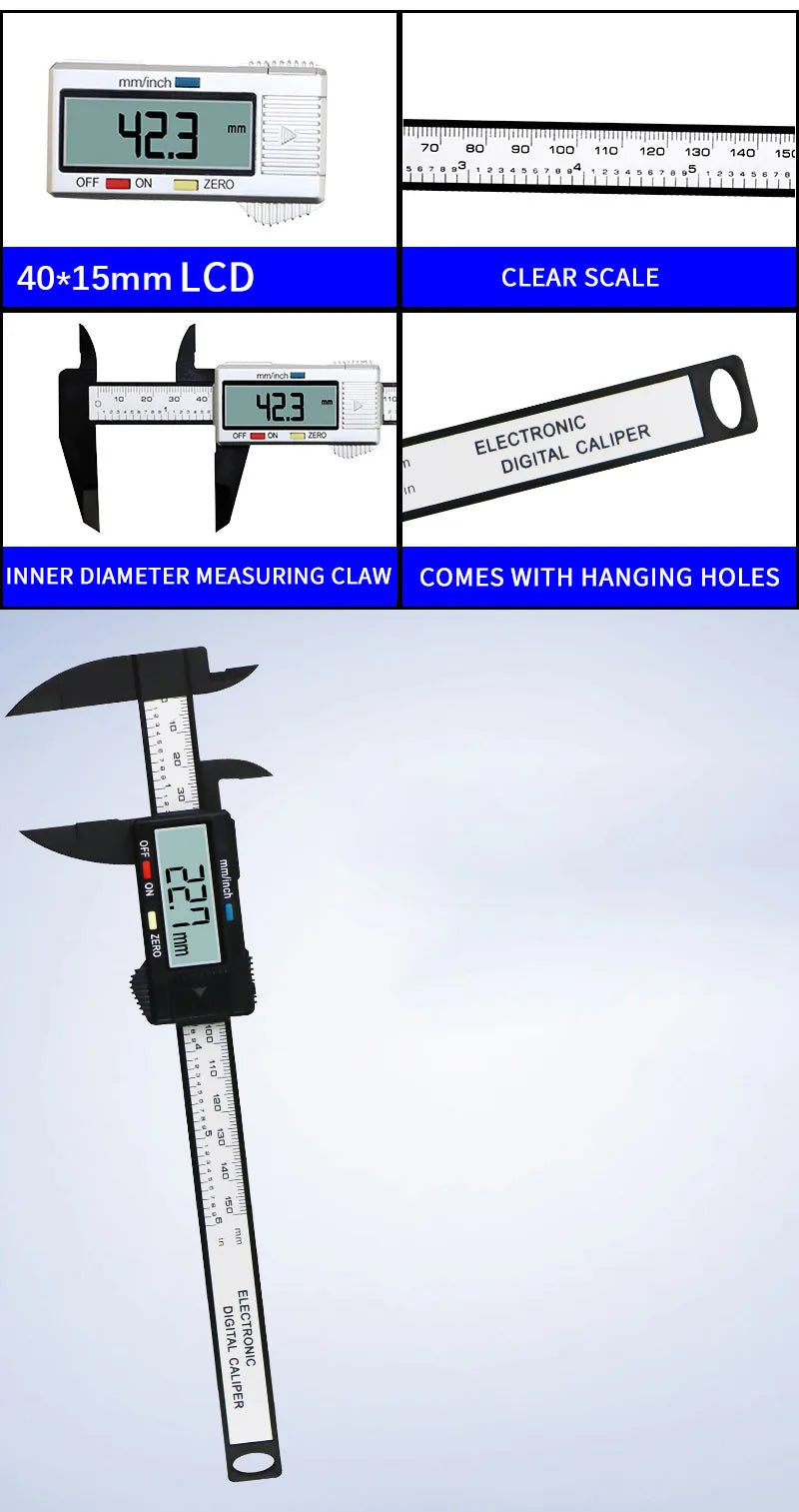 Digital Caliper 6 Inch Electronic Vernier Caliper 100mm Calliper Micrometer Digital Ruler Measuring Tool 150mm 0.1mm