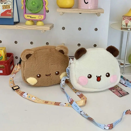 Cute Bear Crossbody Bag Kawaii Anime Bear Figure Bag Fashion Versatile Cartoon Plush Shoulder Bags For Women Girls