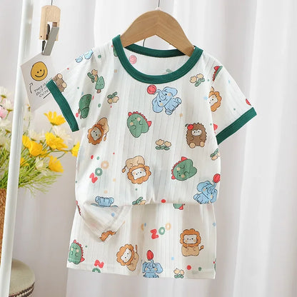 2024 summer new children's clothes kids short sleeve shorts set boys and girls baby t-shirts boys and girls cotton wholesale